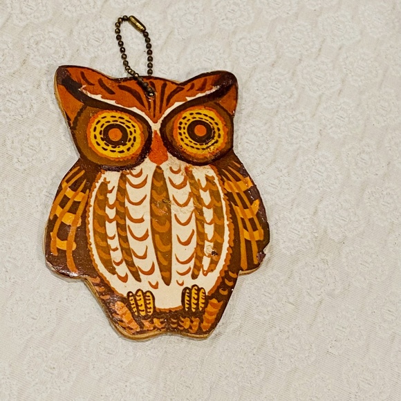 S8-BUNDLE ONLY Vintage Wooden Owl Keychain/Charm/Ornament/Gift Tag - Picture 5 of 6